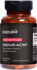 ENDUR-ACIN - Niacin B3 - ER (Extended Release) 250 mg - Nicotinic Acid - Healthy Heart &amp Cholesterol Balance Supplement - Low-Flush High-Potency Niacin with 4–8 HR Timed-Release Matrix - 200 Table