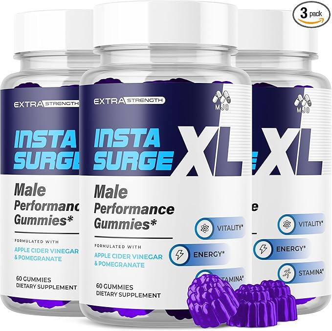 (3 Pack) Insta Surge XL Gummies for Men Official InstaSurge XL Gummys with All Natural Ingredients Insta SurgeXL Advanced Health Supplement Max Strength Active Lifestyle Multivitamin (180 Gummies)