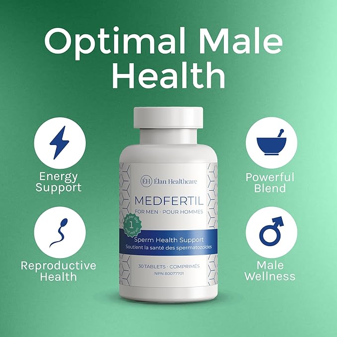 Medfertil for Men Natural Dietary Supplement for Men with Carnitine Co-Q10 Selenium Zinc Vitamin C E B12 B9 (30 Tablets)