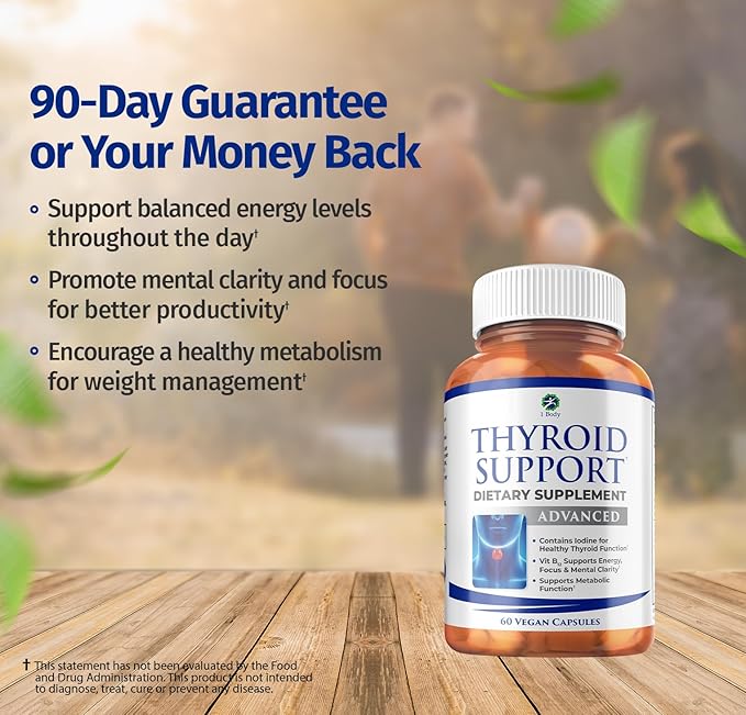 1 Body Thyroid Support Supplement 90-Day Supply 2 Pack with B12 Iodine Zinc Selenium Ashwagandha Non-GMO Vegetarian Formula (60 Count (Pack of 2))