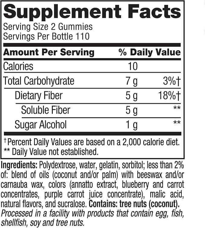 Fiber Well Sugar Free Gummy Vitamin Supplement 220 ct. (2Pack) + Collapsible Water Bottles - Daily Fiber Supplement with Prebiotic Support | Health &amp Regularity - by R&ampC Store