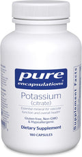 Pure Encapsulations Potassium (Citrate) - Essential Electrolyte Supplement to Support Nerve &amp Muscle Function Adrenals Hormones Heart Health &amp Energy* - Potassium Citrate Capsule - 180 Caps