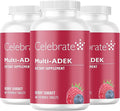 Celebrate Vitamins Multi ADEK Chewables Iron Free - Daily Bariatric Multivitamin High Level of Vitamins A D E K &amp B12 for Duodenal Switch Surgery Patients - Berry Sorbert (180 Tablets)