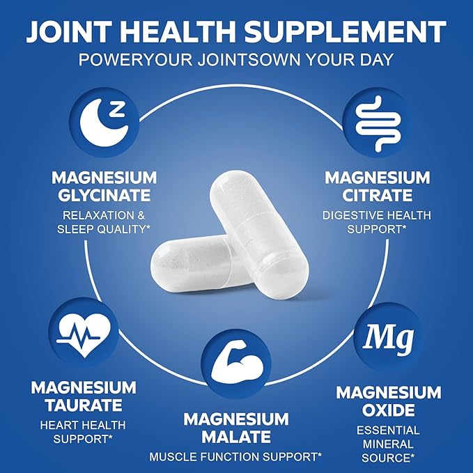 Glucosamine Chondroitin MSM &amp Magnesium Complex Supplement Set 2 individual bottles Glucosamine Complex and Magnesium Complex for Cartilage Joint Health and Muscle Bone Support- 240 Capsules