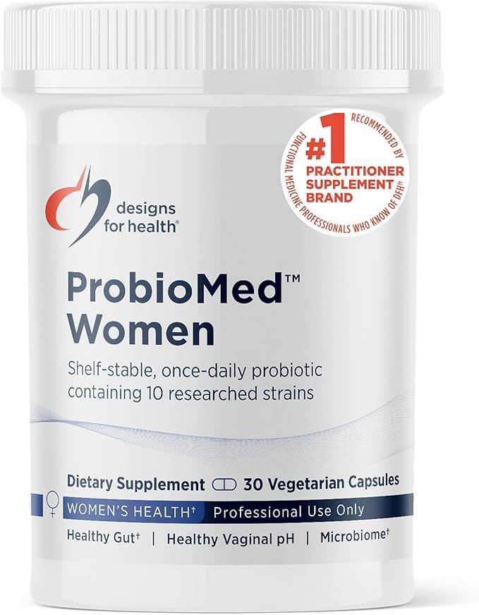 Designs for Health ProbioMed Women - Vaginal Probiotics to Support pH Balance Vaginal Comfort Immune Health &amp Gut Health for Women - Dairy-Free Probiotic (30 Capsules)
