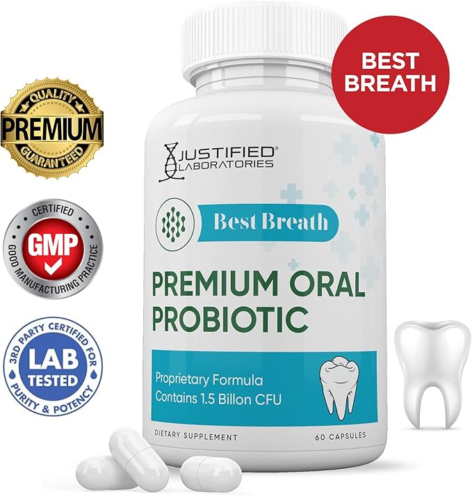 Justified Laboratories Best Breath 1.5 Billion CFU Probiotic Oral Support 60 Capsules