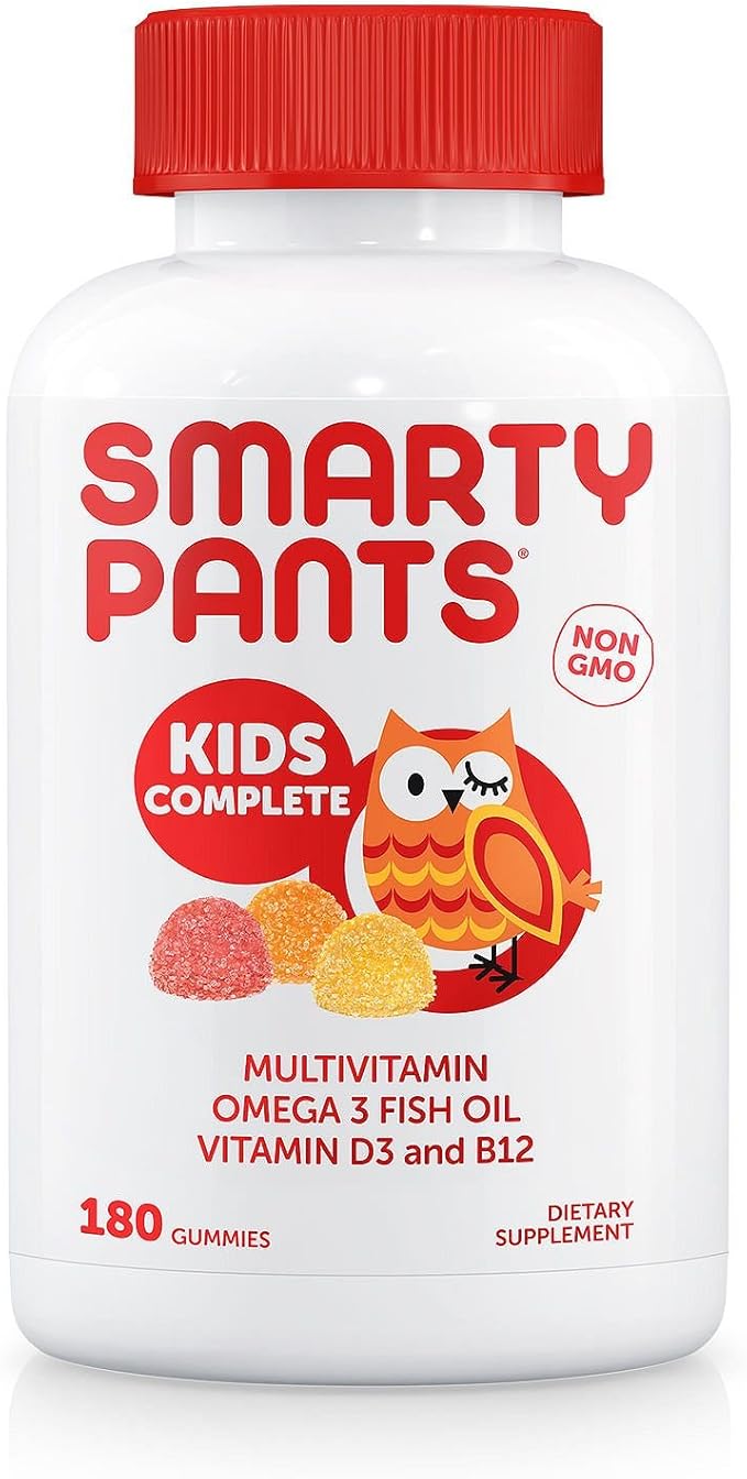 SmartyPants Kids Complete Daily Gummy Vitamins Gluten Free Multivitamin &amp Omega 3 Fish OilDHA/EPA Fatty Acids (180 Count)