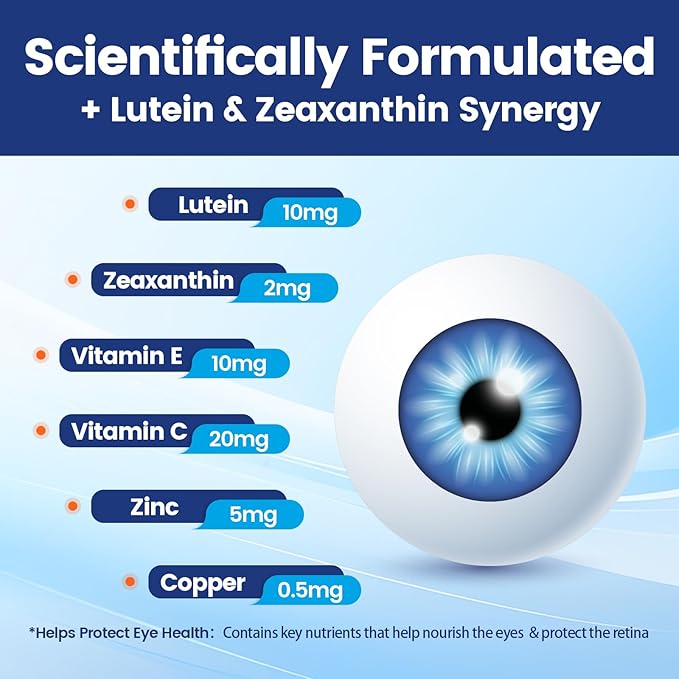 VivoNu 120pcs Lutein Eye Vitamins Supplement for Macular Health and Dry Eye Contains Lutein Zinc Vitamins C/E &amp Zeaxanthin to Support Eye Health (240p)
