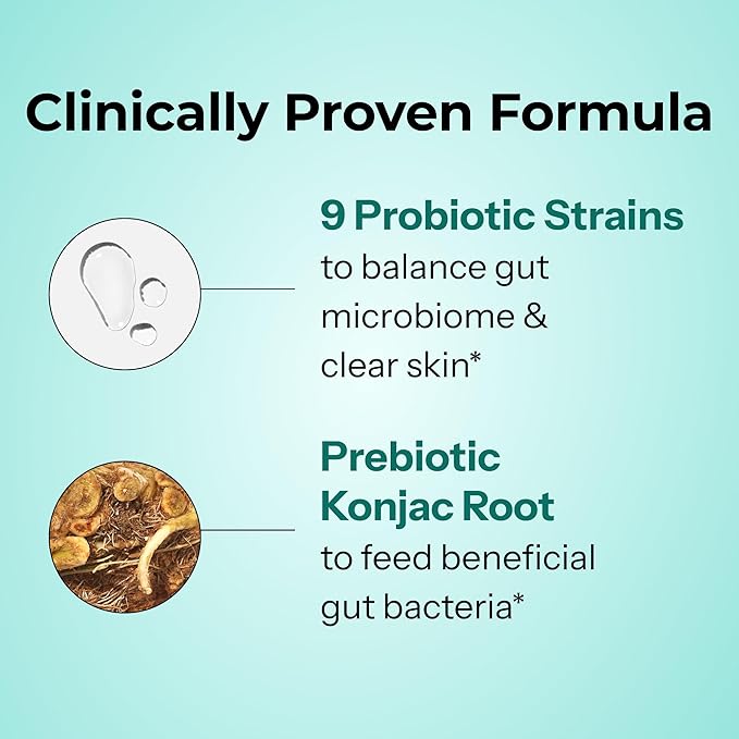 HUM Skin Squad Probiotics for Women and Men Skin Care Supplement for Clear Complexion &amp Gut Health Support Microbiome Prebiotic &amp Probiotic Supplement for Breakouts Digestive Health 60 Cap