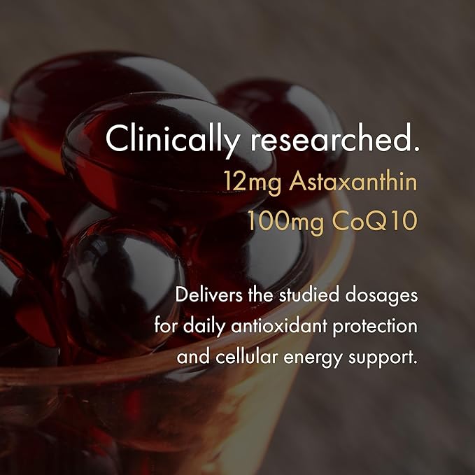 NAOMI Extra Strength Astaxanthin + CoQ10 Fat-Soluble Antioxidants Cardiovascular Support Increased Energy Immune and Cognitive Function Restore Depleted CoQ10 High Absorption 30-Day Supply