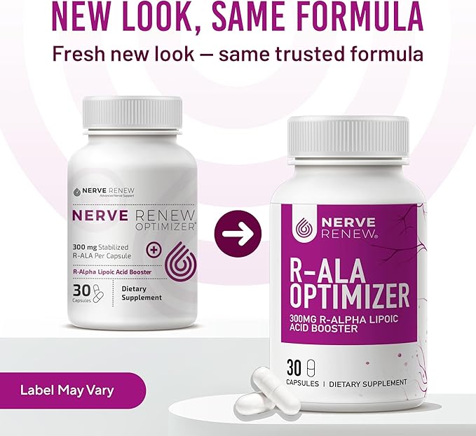 NERVE RENEW Optimizer 3 Pack (90 Capsules) - 300 mg Stabilized R-Alpha Lipoic Acid per Capsule - Nerve Support Supplement - Fast Absorption - Safe and All Natural