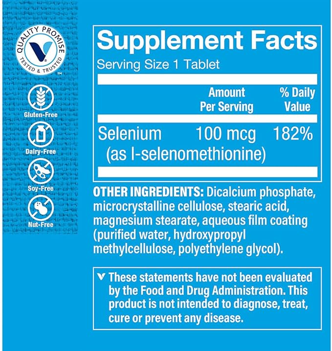 The Vitamin Shoppe Selenium 100MCG - Antioxidant Protection Thyroid Health &amp Immune Support Essential Mineral (300 Tablets)