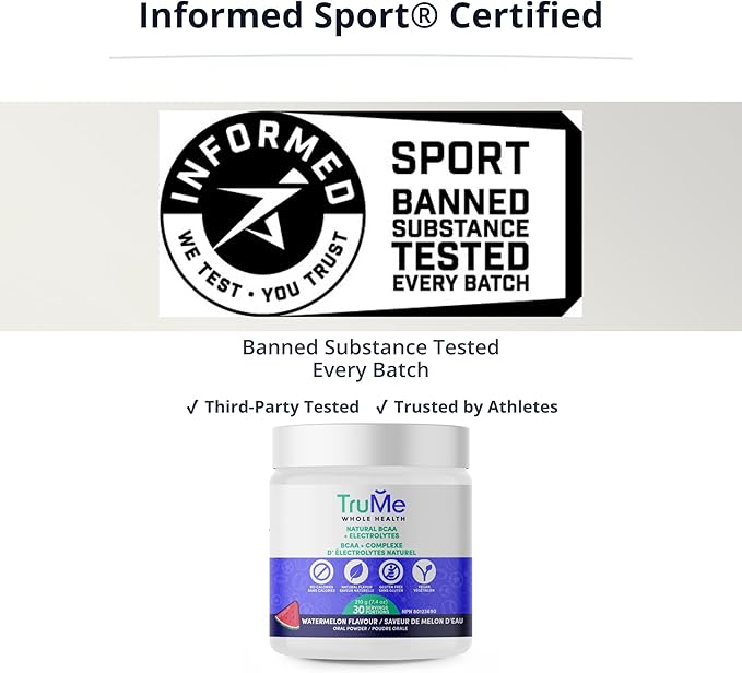 BCAA Powder with Electrolytes – Informed Sport Certified 2:1:1 Ratio (2.25g Leucine) Clean Amino Recovery No Sugar No Artificial Colors Watermelon