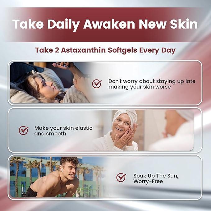 10 in 1 Astaxanthin Supplements 12mg 8 Month Supply Astaxantina Antioxidant from Fresh Haematococcus Pluvialis Contains Lycopene Grape Seed Vitamin E More Supports Eye Joints Skin Health 2Bag