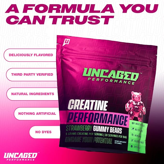 Creatine Gummies Variety Pack – Strawberry &amp Blue Raspberry 5g Creatine Per Serving 240 Gummies Total Fast Absorbing - Supports Muscle Growth &amp Strength Support for Men &amp Women