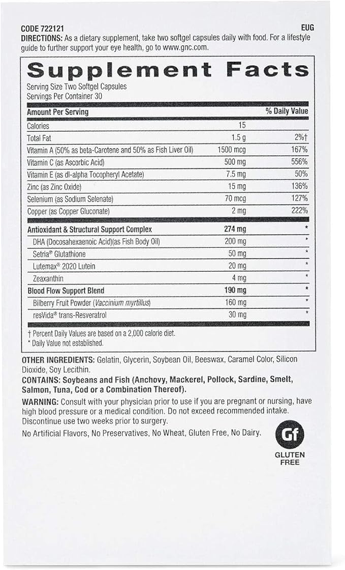 GNC Eye Health Formula Supports Eye Health with Lutein