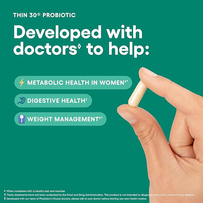 Physician's CHOICE Probiotics for Weight Management &amp Bloating - 6 Probiotic Strains - Prebiotics - Key ingredient Cayenne - Supports Gut Health - Weight Management for Women &amp Men - Green Tea