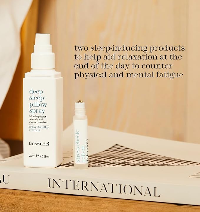 This Works Deep Sleep Pillow Talk Set – Natural Sleep Remedy Duo with Lavender Camomile &amp Vetivert – 75ml Pillow Spray &amp 5ml Stress-Check Roll-On ($42 Value Set)