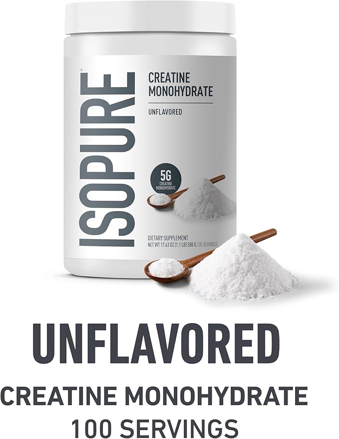Isopure Bundle of Zero Carb 100% Pure Whey Isolate Protein Powder Cookies &amp Cream 25g Protein Per Serving 1 Lb 15 Servings + Isopure 100% Pure Creatine Monohydrate Powder 100 Servings
