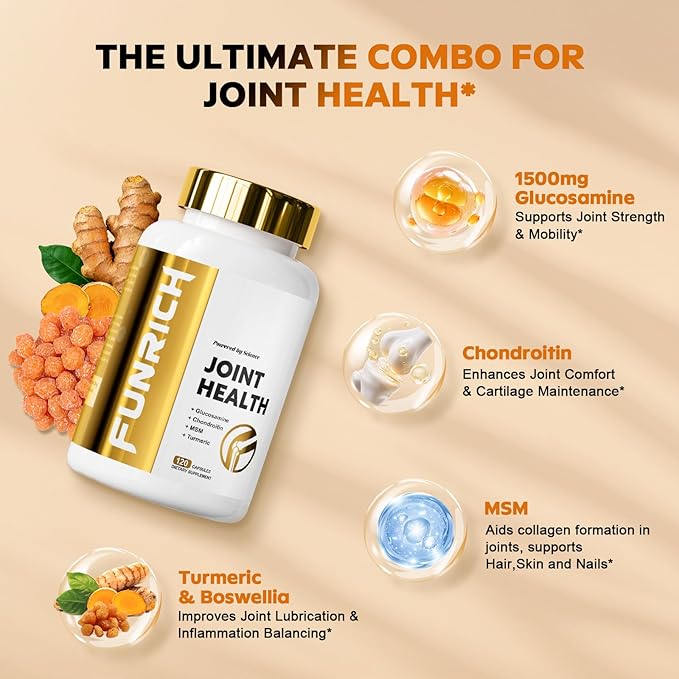 Joints Health Suppplement Glucosamine Chondroitin MSM - Joint Support Supplement for Women and Men with Turmeric MSM &ampBoswellia for Cartilage Joint Health and Flexibility - 3 Bottles