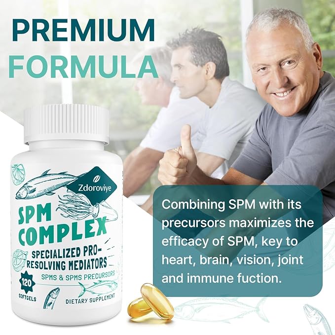 SPM Supplement - Specialized Pro-Resolving Mediators and SPMs Precursors Complex - 120 Softgels (2 Bottles)