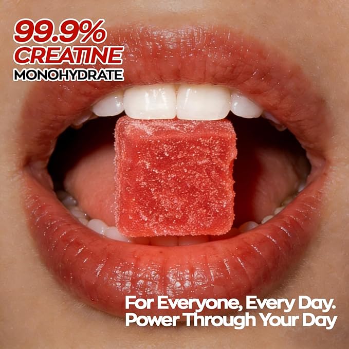 Creatine Gummies NSF Certified 5g Creatine Monohydrate per Serving with Taurine &amp B12 Raspberry Flavor 160 Count for Men &amp Women