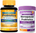 NewRhythm Probiotic Bundle: Complete Digestive Health + Menopause Relief with Black Cohosh Prebiotics 20 Strains Targeted Release Technology Non-GMO 90 Total Capsules