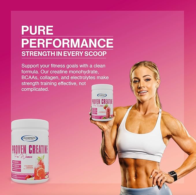 Gaspari Nutrition Proven Creatine for Women 5g of Creatine 5g of Collagen Vitamin C and Collagen Clean Natural Formula Electrolytes for Hydration (30 Servings Watermelon)