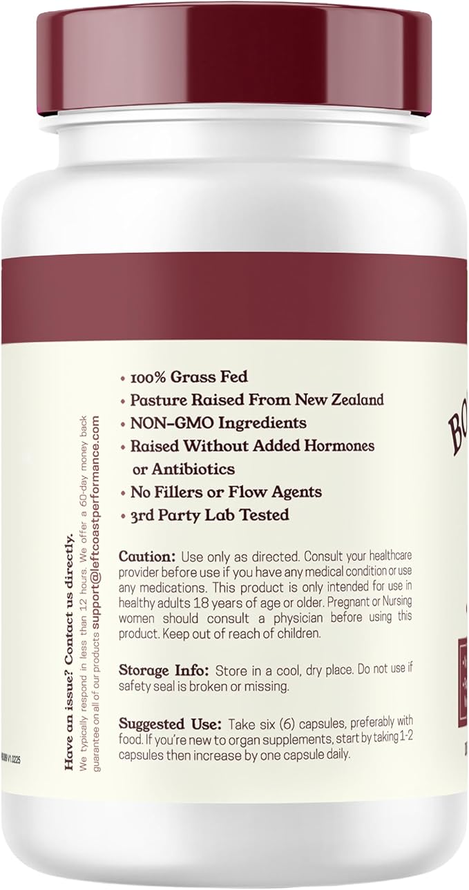 Bovine Bone Marrow Supplement - 100% Grass Fed and Pasture Raised in New Zealand- Freeze Dried 3rd Party Lab Tested Non GMO No Fillers – Supports Collagen Joint Bone &amp Immune Health- 180 Caps