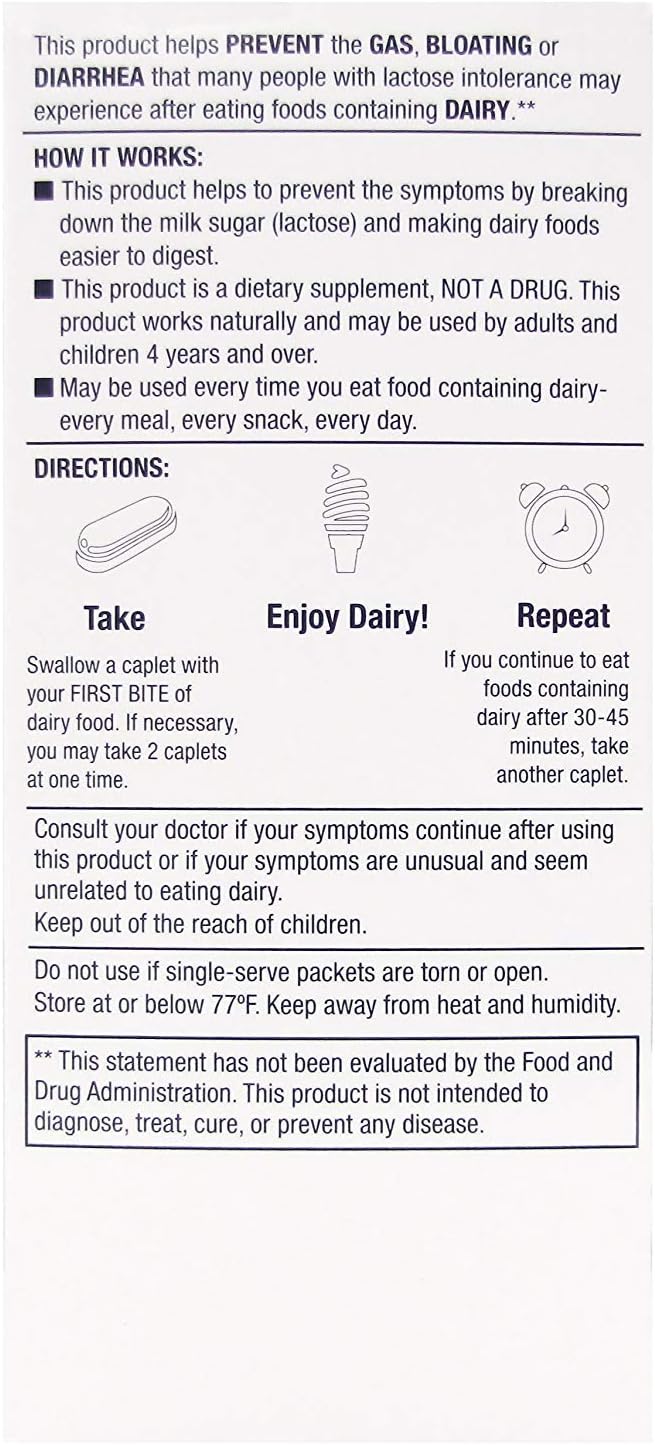 guardian Dairy Relief Fast Acting Lactase 180 Caplets 9000 FCC Maximum Strength Lactose Intolerance Pills Lactase Enzyme (180 CT)