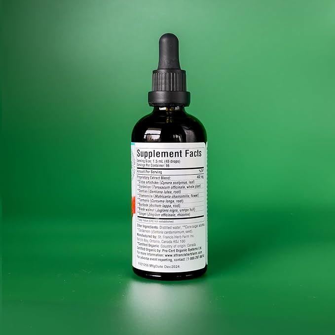 St. Francis Herb Farm Digestive Bitters (3.4floz) USDA Certified Organic GMO-Free Gluten Free Vegan Vegetarian (1 Bottle) Natural Digestive Regularity Support
