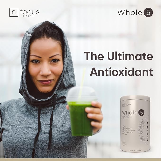 Whole5 Antioxidant Superfood Powder | Longevity Mix w/Acai Acerola Cherry Coffee Fruit Ceylon Cinnamon &amp Cacao | Smoothie Shake &amp Bowl Add-Ins | 8000mg per Scoop | 30 Servings