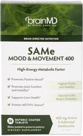 BRAINMD Dr Amen SAMe Mood &amp Movement 400 - 30 Tablets - Promotes Emotional Balance Liver Health Joint Comfort &amp Mobility - Gluten Free - 30 Servings