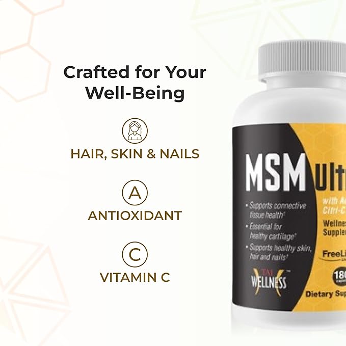 Youngevity Freelife MSM Ultra | 3000 mg MSM + Proprietary Citri-C Complex Blend + Vitamin C | Ultimate Methylsulfonylmethane Supplement | Bone &amp Bone Support | 180 Count