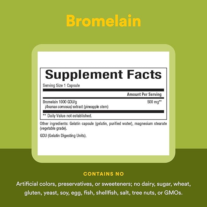 Natural Factors Bromelain 500 mg Enzyme Support for a Healthy Digestive System 180 Capsules.