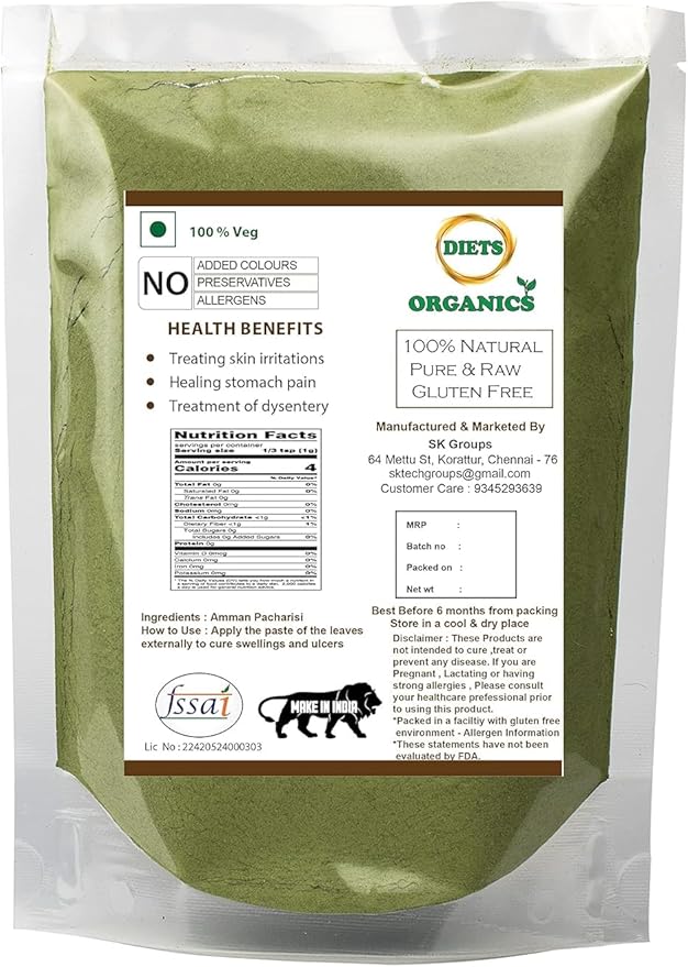 Amman Pacharisi Powder l Euphorbia Hirta Powder -100Gms Pack of 1