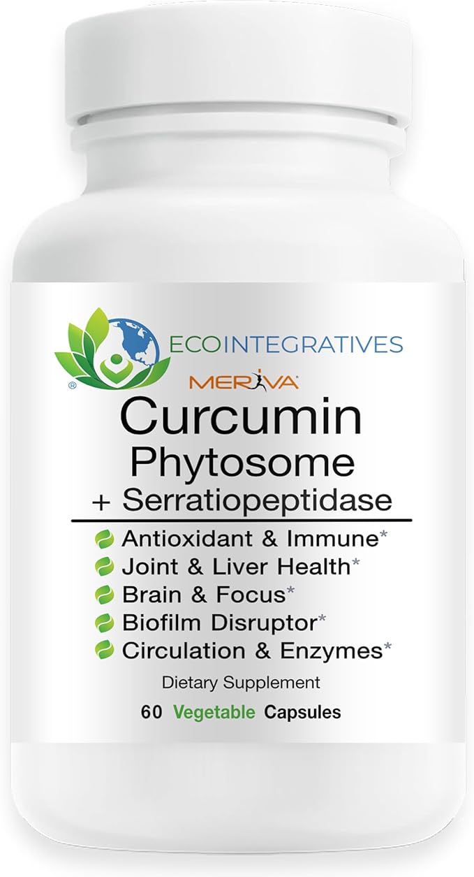 Meriva Curcumin Phytosome + Serratiopeptidase | 500 mg Curcumin Phytosome Complex | Vegan Joint &amp Mobility Support | 60 Capsules