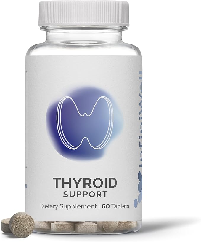 InfiniWell Thyroid Support Complex - Targeted Thyroid Supplement - Promote Hormone Signaling Metabolic Health &amp Mitochondrial Energy Production - with Iodine Selenium &amp More (60 Tablets)