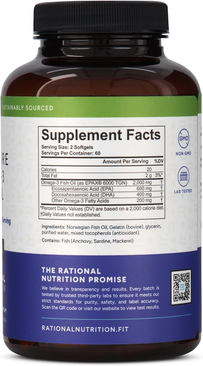 EPAX® Norwegian Omega-3 Fish Oil - 1000mg EPA &amp DHA rTG Form for Superior Absorption IFOS Certified No Fishy Burps Third-Party Tested Heart Brain &amp Joint Support - 120 Softgels
