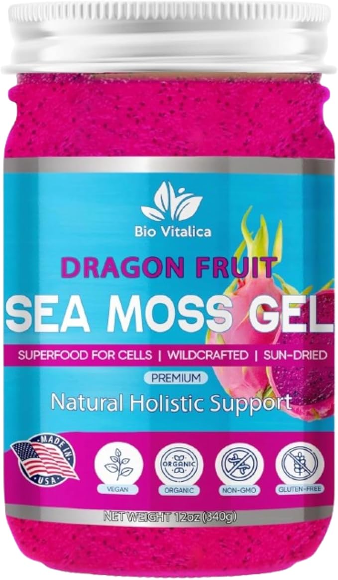 Sea Moss Gel by BioVitalica - Irish sea Moss raw Organic - Premium Quality - Dr Sebi Vegan superfood for Cells - 100% Natural Seamoss Gel (Pack of 1 Dragon)