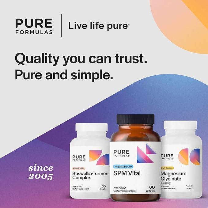 PureFormulas SPM Vital - 3 Active Specialized Pro-Resolving Mediators for Tissue Health &amp Minor Discomfort from SPM Fish Oil - Omega 3 Fatty Acids Supplement Non-GMO 60 Softgels