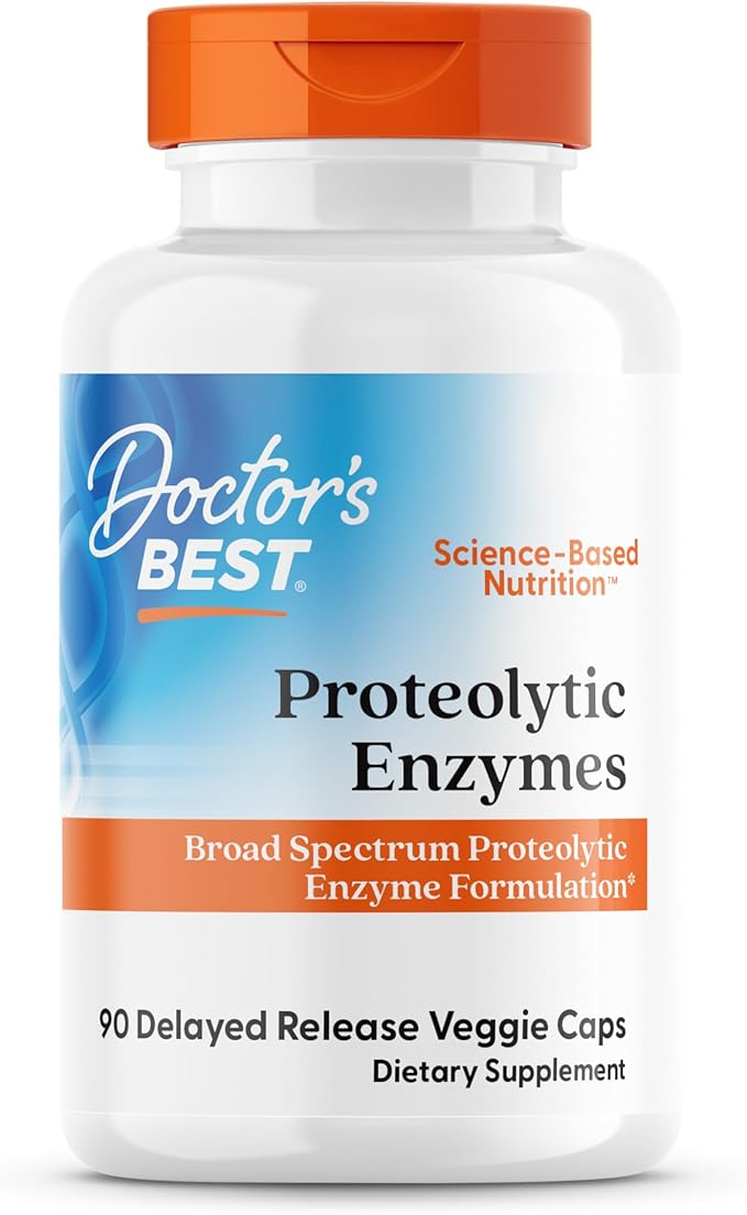 Doctor's Best Proteolytic Enzymes Supplement for Men &amp Women - Supports Protein Digestion Caps for Digestive Wellness Bromelain Protease &amp Papain Blend Supports Metabolic Health - 90 Veg