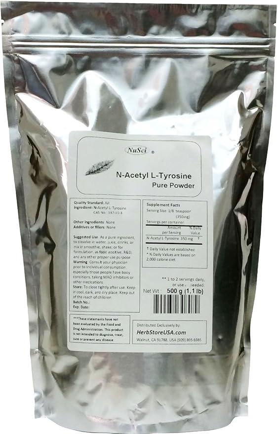 N-Acetyl L-Tyrosine 500g (1.1 lb 17.6 oz) Pure Powder AJI Quality Better Bioavailability Energy Ingredient.