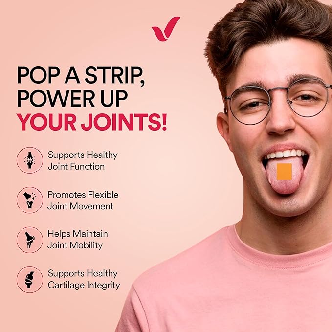 Joint Support Strips – 30 Strips – Fast-Dissolving Oral Supplement with Curcumin-D3 &amp AquaQ10 – Mobility &amp Flexibility Support for Men &amp Women – Cranberry Flavor