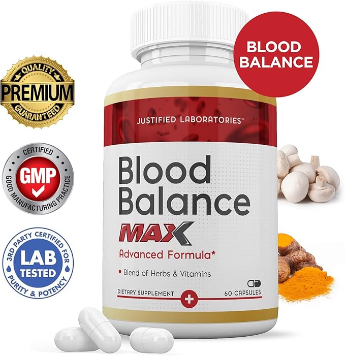 Justified Laboratories (3 Pack Blood Balance Max 1295MG Formula Supplement Pills 180 Capsules