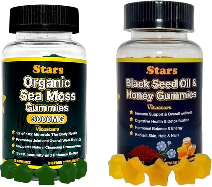 Ultimate Wellness: Organic Sea Moss Gummies &amp Black Seed Oil Honey Gummies Immune Digestive Skin &amp Joint Support Packed with Superfoods Antioxidants &amp Vitamins for Men &amp Women 12