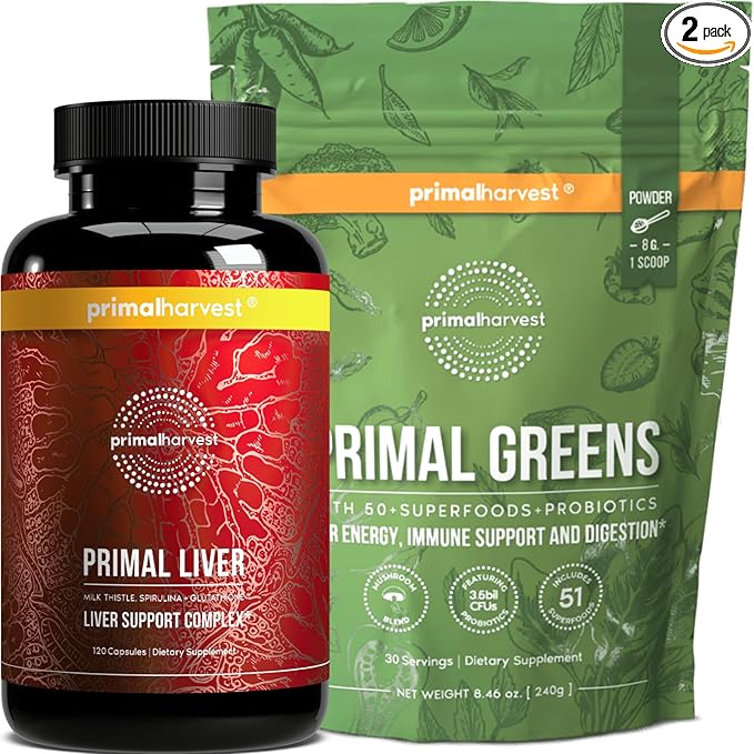 Primal Harvest Daily Two-Step Routine | Greens Powder + Liver | 2 Pack | 30 Day Supply
