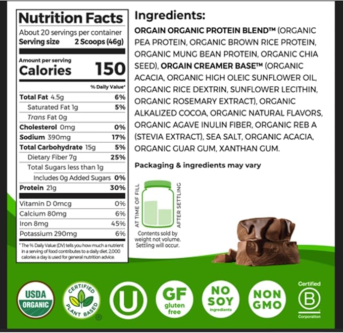 Orgain Creatine Monohydrate Powder (17.64 Oz 100 Servings) &amp Organic Vegan Chocolate Fudge Protein Powder (2.03 lb) Bundle - Plant-Based Protein &amp Muscle Support