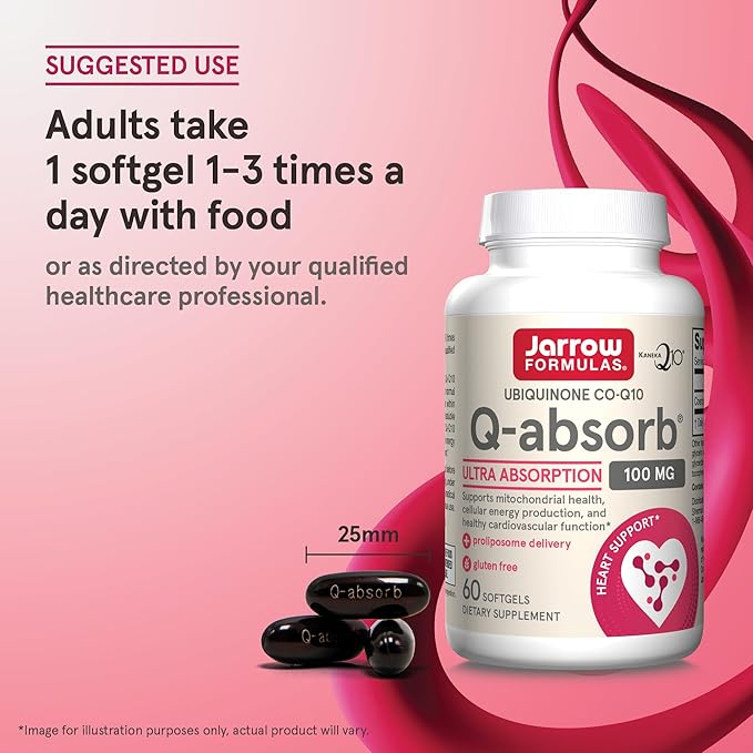 Jarrow Formulas Q-absorb Co-Q10 100 mg - 60 Softgels - Dietary Supplement - Antioxidant Support for Mitochondrial Energy Production &amp Cardiovascular Health - Up to 60 Servings