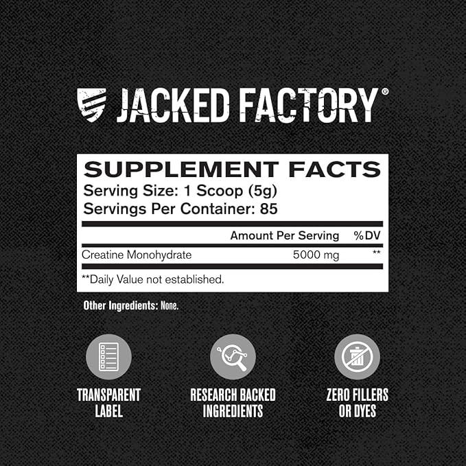 Jacked Factory Nitrosurge Pre-Workout in Black Cherry &amp Creatine Monohydrate for Men &amp Women